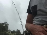 Aussie Pissing Outdoors While Rock Hard