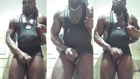 black muscle restroom bate & cum