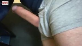 loud moaning guy cumming hands free through underwear