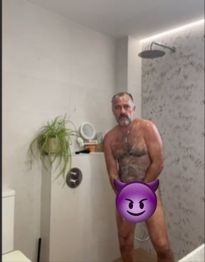 Daddy Shower Time. Empting My Balls for My Boys. Cum Shot and a Great Wank