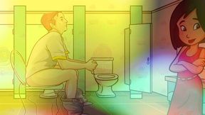 gay bathroom dirty talk straight male gets shemale joi