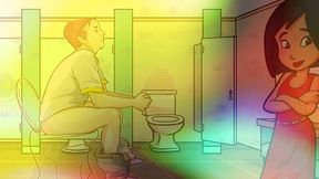 gay bathroom dirty talk straight male gets shemale joi