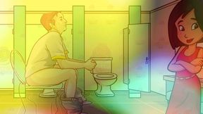 gay bathroom dirty talk straight male gets shemale joi