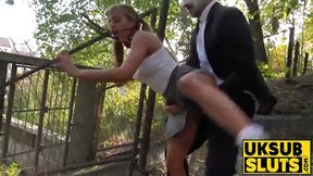 Brit submissive slut gets hard fucking and anal creampie