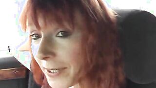 Skinny and turned on German ginger eating cum inside pov