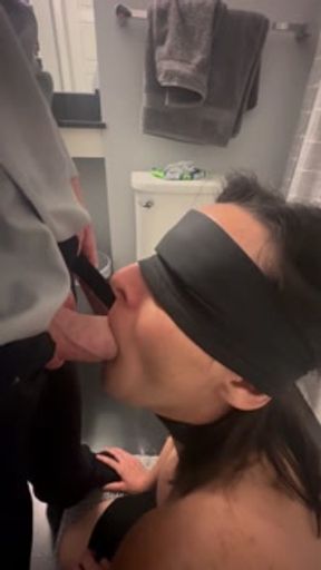 I can't wait, so I suck my boyfriend's dick in the bathroom at a dinner party