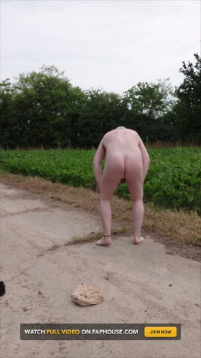 Exhibitionist with Sexy Nylon Fetish on Lonely Dirt Road