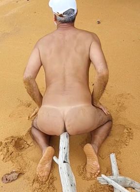 Ladysilva naked on the beach horny with a cock in her ass