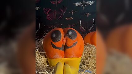 Horny Teen Takes Two Loads in the Pumpkin Patch