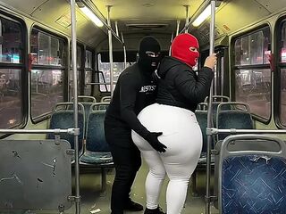 Large Booty Lalin girl in Taut White Panties on the Bus Ends in White Strap
