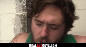 Bearded chubby alt gay enjoys anal play while stroking his cock