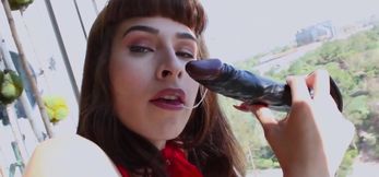 Trans TS Alexa Scout Takes Black Dildo Deep Anal