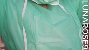 BG PPE NURSE COLLECTING SPERM SAMPLE! Watch Nurse Luna scrub but before her patient arrives and then collect a sperm sample from PatientX Wearing: XS Safe Grip Micrioflex Gloves, White Figs scrubs, Green Isolations gown, Green Bouffant, Green Surgic