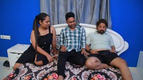 Friend called the beautiful girl to cool down his penis