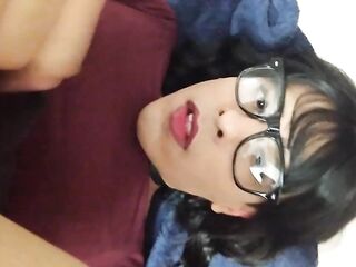 Lalin girl Transsexual Self Facial and Cum Eating Cumslut