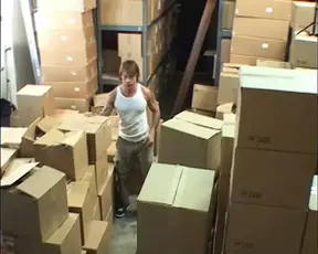 A busty German brunette gets her asshole banged in the warehouse