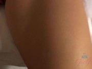 Nerdy amateur in glasses GFE hotel hookup (Hannah Hawthorne) sucks cock, footjob, fucking