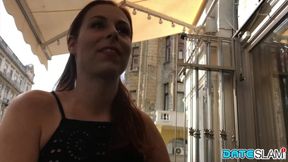 First date with redhead beauty ends with cum on her perfect tits
