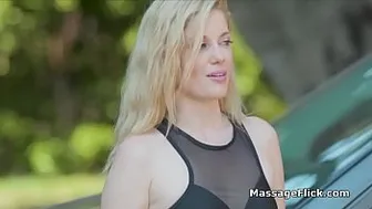 Threesome massage session with three beautiful teen babes
