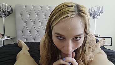 Big Tits Blonde Sucks My Cock POV