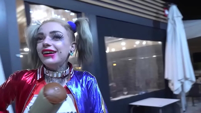 Harley Quinn cosplaying girl wants to fuck her own Joker