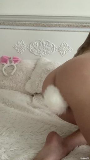 🐰Bunny tail butt plug in my ass while I masturbate!🐰