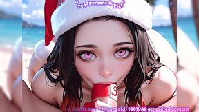nezuko s merry christmas sitting on a thick cock. asmr - ai-generated
