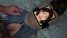 Caught jacking off and spilling load in my roommate's slit while checking out an AV girl's photo set