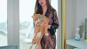 Usa Housewife Cleaning A Mirror No Bra & See Through Transparent Try On Full Hd