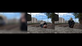 train flash big trans dick and round ass public exhibitionist