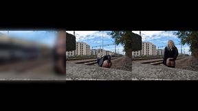 train flash big trans dick and round ass public exhibitionist