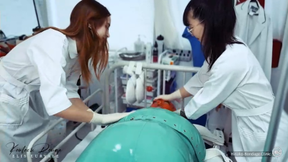 Elis and Hinako Clinic Cruelty: Bondage, Breath Control, Handjob, Sounding, Milking