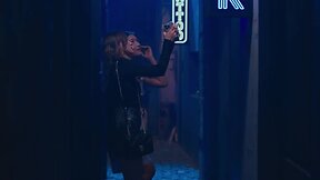 Two petite girls get fucked by a transgender blonde in an intense orgy