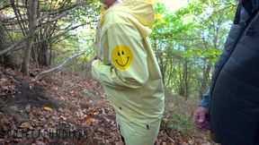 Amateur Couple Has Risky Outdoor Sex in the Forest -ends with Cum on Raincoat, Projectfundiary