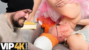 Hot blonde Russian babe moans as older man fucks her hard