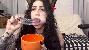 puppy girl sloppy deep throat tail fucking anal fuck machine