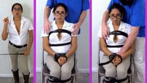 Bratty ridding girl eRica gets tied up with leather straps!