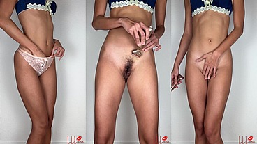 Hot Asian Teen shaves Hairy Pussy after Sheer Panty Strip Tease – Asian Pussy Shaving Session with Pussy Hair Tease Foreplay