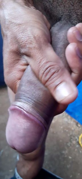 Big Black Cock Indian Man Outdoor