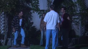 Blond princess in white fucked on mansion stairs!