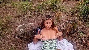 I Find A Strange teenager 18+ In The Woods And She Asks Me To Help Her Cum