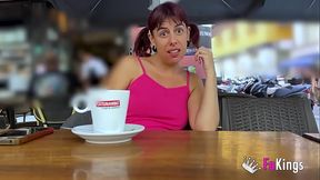 PUBLIC NUDITY in Seville. Nora Martin shows off her big body before FUCKING