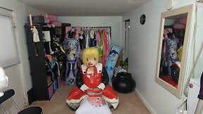 Kigurumi breathplay and inflatable pillow humping