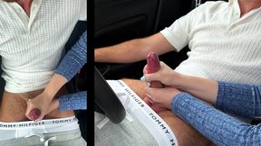 sloppy car blowjob while cars pass by - risky public