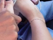 Risky footjob in the car - Ava Brooke