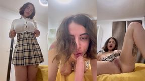 follando dildos en el espejo. paja anal