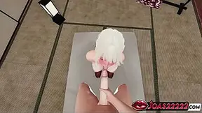 Alluring Girl Miko gets her hands dirty stroking a massive dick in this 3D Hentai