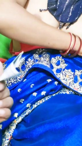 Sexy beautiful Bhabhi In Blue Saree Was Romantically Fucked By Her Husband.   Clip 1