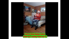 Nurse Vicki Blows up Huge Candy Cany for Santa!