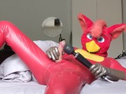 Rubber Bird Jerking Off and Filling Condom (Rubber Murrsuit)